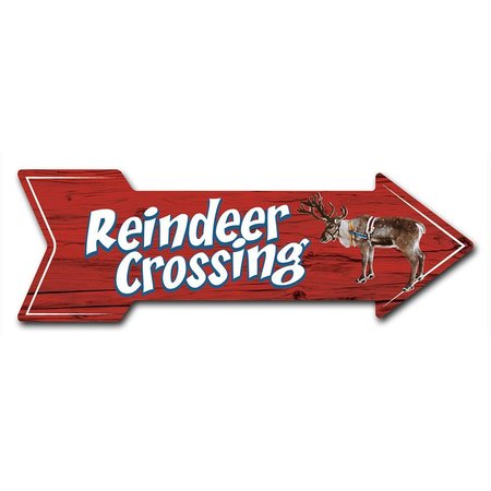 Reindeer Crossing Arrow Decal Funny Home Decor 30in Wide